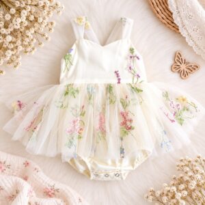 VESTIBODY TUL BORDADO COLOR BEIGE T 6-9 MESES