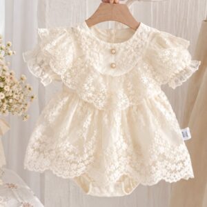 VESTIBODY ENCAJE CON MANGAS, DETALLES BOTONES T 12-18 MESES
